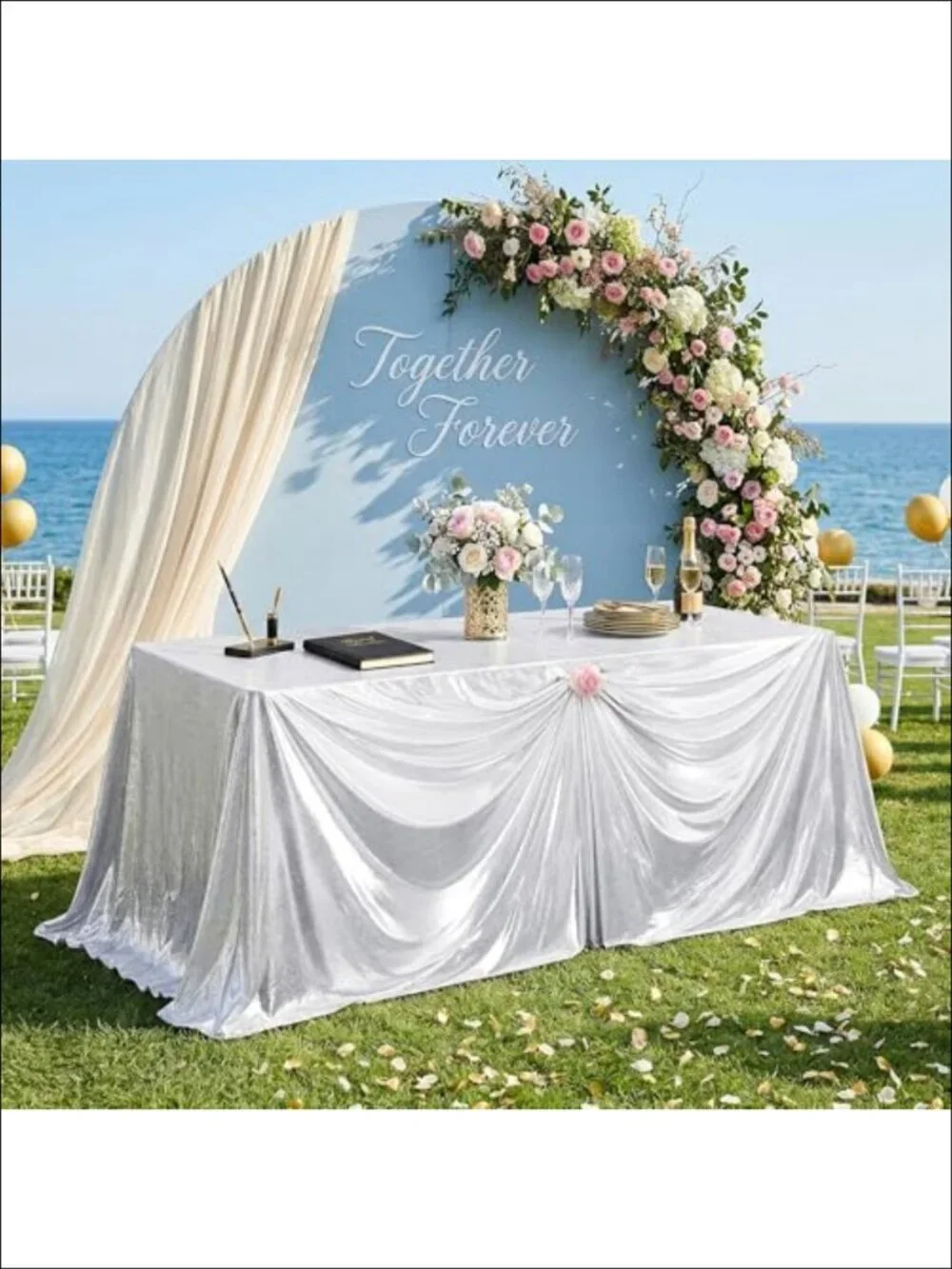 Sequin Tablecloth 90x132 Rectangular Heavy Duty Floor Length Cover for Wedding